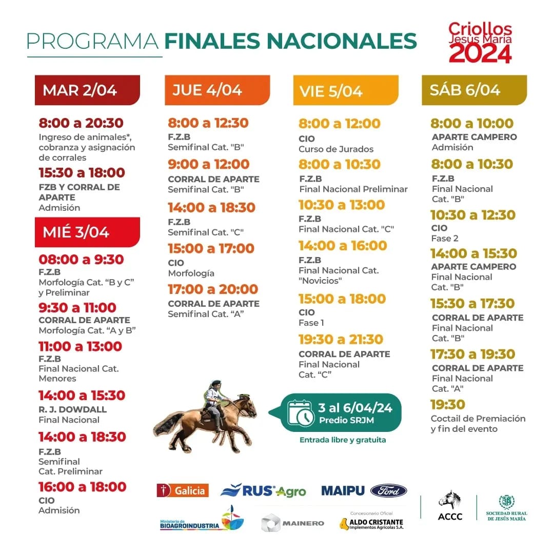 CON LA PARTICIPACIÓN DE MÁS DE 220 CRIOLLOS, SE DISPUTARÁN EN SRJM LAS FINALES NACIONALES DE LA RAZA!
