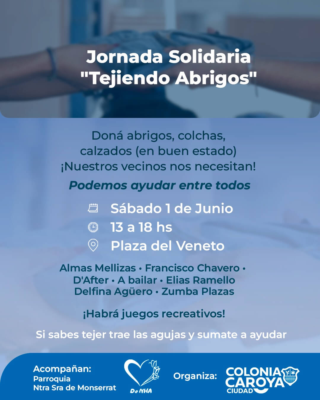 Jornada solidaria bajo el nombre “TEJIENDO ABRIGOS”