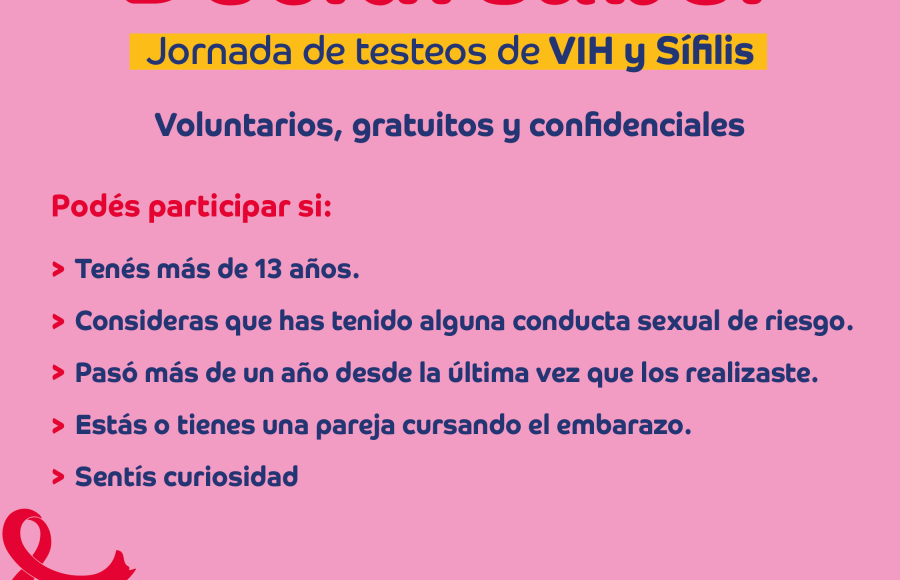 Decidí Saber: nueva jornada de testeos gratuitos de VIH y sífilis