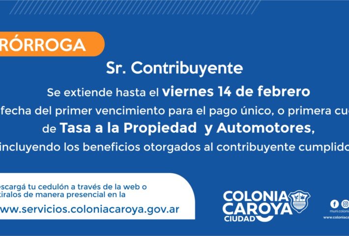 Se extiende el plazo del primer vencimiento para el pago de tasas