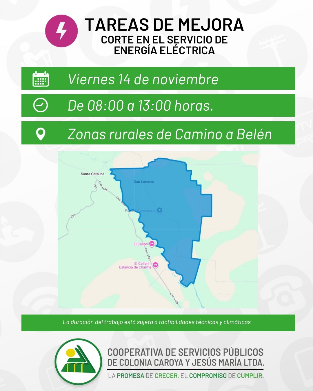 Corte en el servicio de energía eléctrica