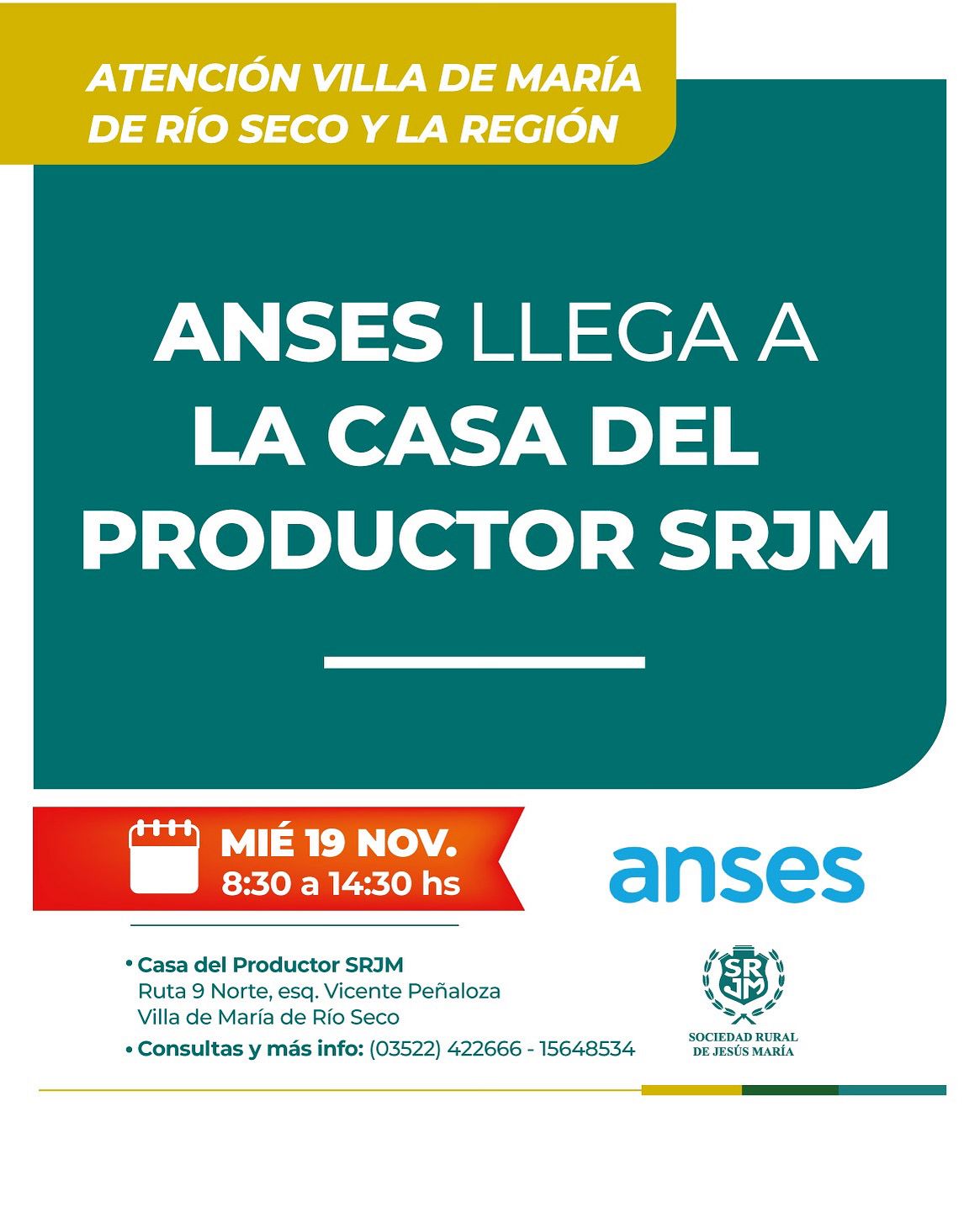 ANSES EN VILLA DE MARÍA DE RÍO SECO