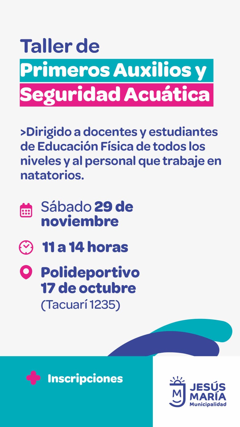 Jesús María brindará un Taller de Primeros Auxilios y Seguridad Acuática