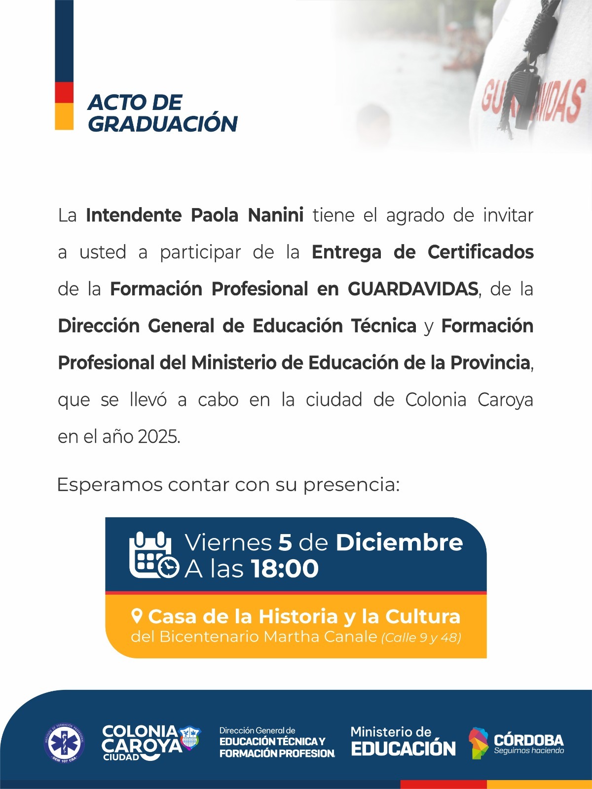 Este viernes se graduarán los primeros guardavida de Colonia Caroya