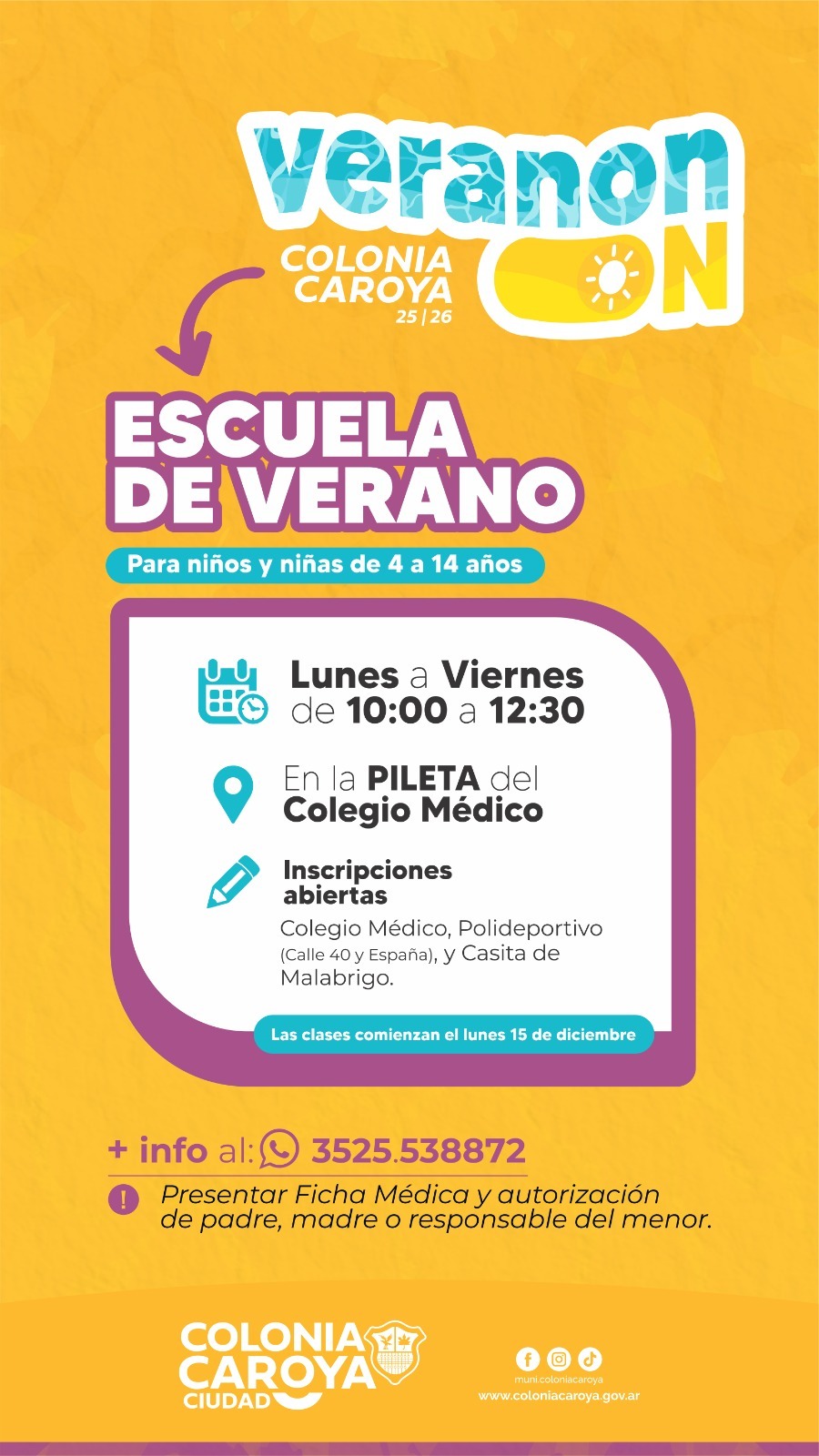 Continúan las inscripciones para la Escuela del “Veranonón”