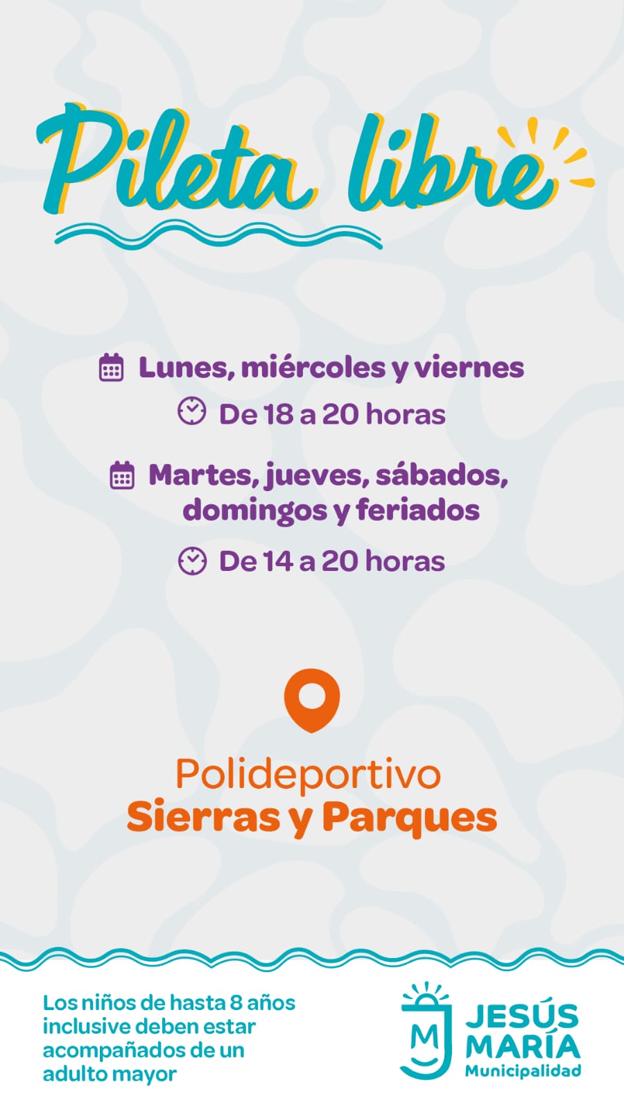Jesús María invita a disfrutar de la pileta libre en el Poli de Sierras y Parques