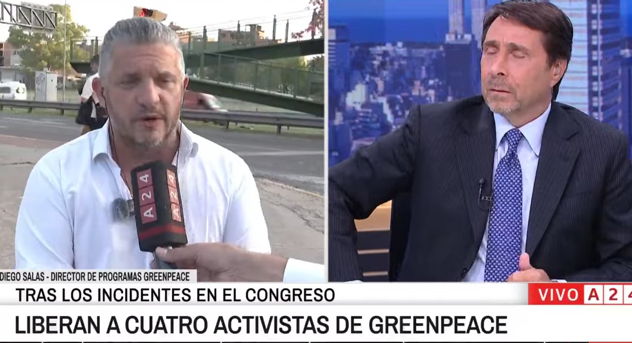 Feinmann se quiso hacer el loco con un activista de Greenpeace pero fue domado de una manera categórica