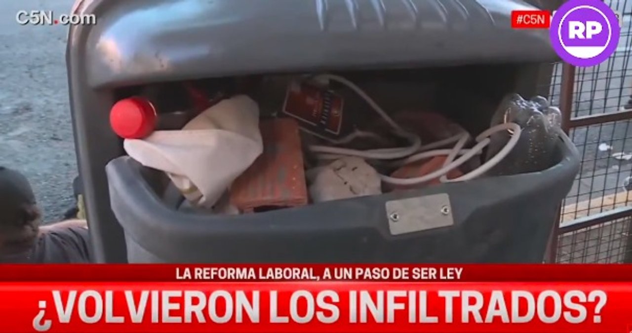 Encuentran cascotes y los elementos para armar una bomba molotov en tachos de basura a metros del Congreso