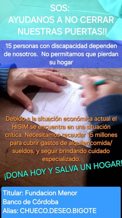 EMERGENCIA: Un hogar para 15 personas con discapacidad en Córdoba corre riesgo de cierre inminente