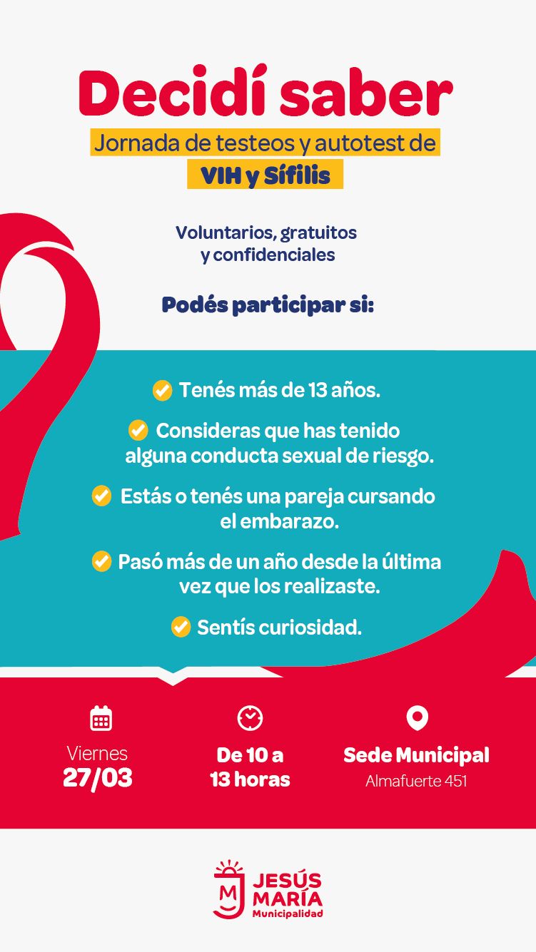 Se viene una nueva jornada de prevención: test rápidos y gratuitos de VIH y sífilis