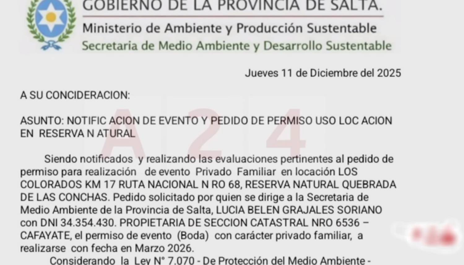 Casamiento "Cafayate Fantasy" : se conoció el documento con denuncia por falsificación de firma y hasta con errores ortográficos