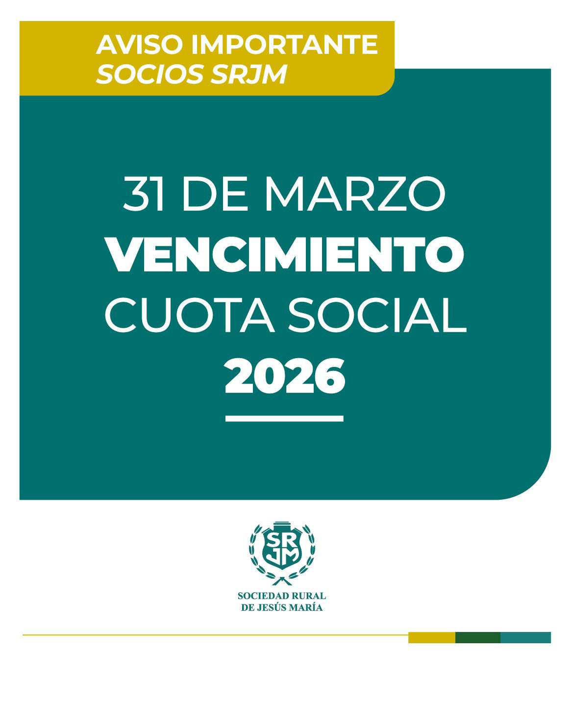 Aviso importante para los socios de la SRJM
