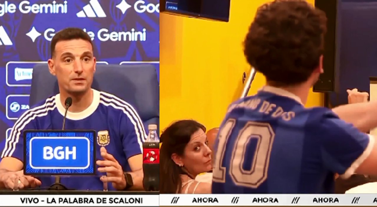 La reacción de Scaloni cuando un intruso se metió en la conferencia de prensa: “Lo quiero ayudar”