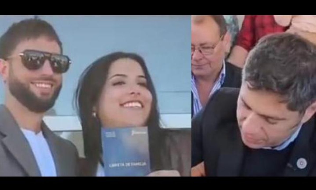 Kicillof fue a entregar viviendas a Lincoln y terminó siendo testigo de un casamiento