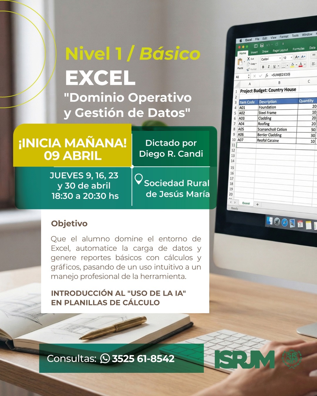 Inicia hoy el  curso de EXCEL NIVEL BÁSICO