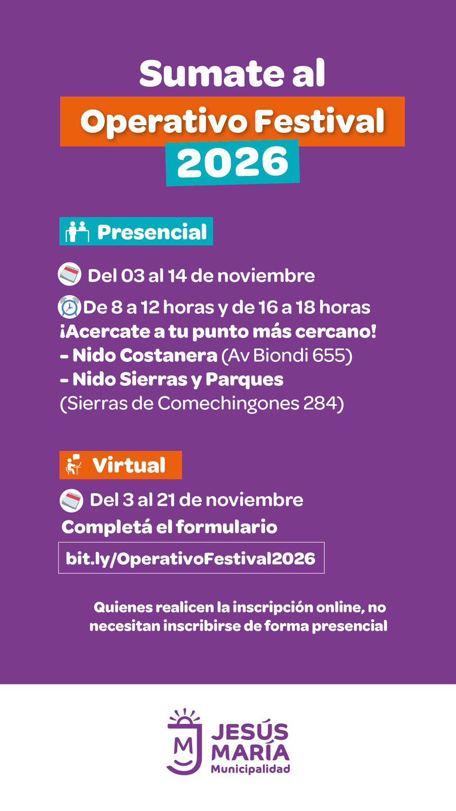 Jesús María abre la inscripción para el Operativo Festival 2026